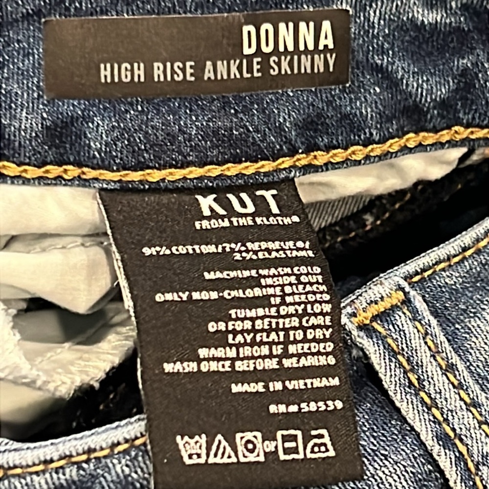 KUT from the Kloth Donna High-Rise Skinny Distressed Ankle Jeans Fray 18W - Picture 2 of 15
